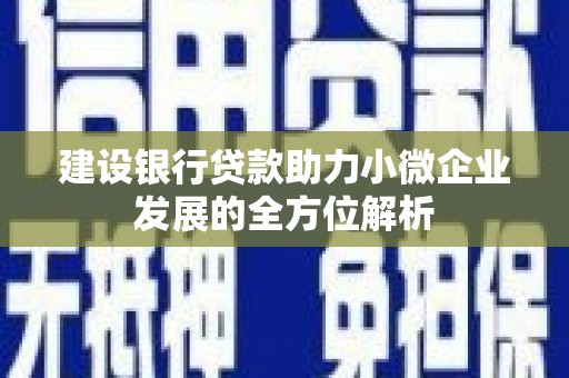 井陉建设银行贷款助力小微企业发展的全方位解析